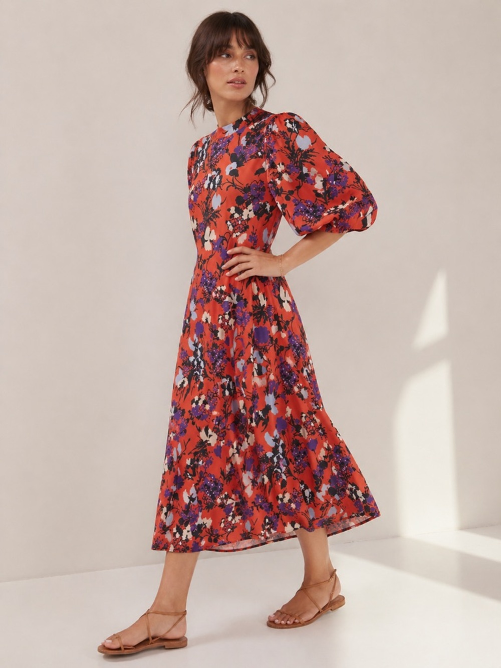 Anthropologie Porridge Angelique Maxi Dress Red Floral Bell Sleeve Small